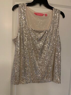 Isaac Mizrahi Silver Sequin Tank Top NWOT🌴